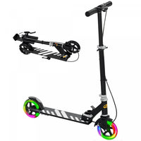 Qaba Scooter For Kids Ages 3-8, Folding Lightweight Kick Scooters With Light Up Wheels, 4 Levels Adjustable Handlebar, Rear Brake & Handbrake For Girls And Boys, Black