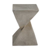 Zane 18" MGO Geometric Twisted Accent Table, Unique Wood Grain Indoor Side Table, Grey | Table d'appoint geometrique torsadee Zane 18 pouces MGO, table laterale interieure a grain de bois, gris