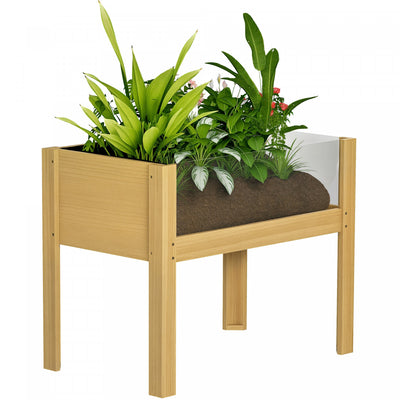 Outsunny Wooden Planter Box Outdoor Raised Planter, 29.5" x 18.1" x 23.8"