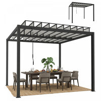 Outsunny 9.5x10 ft Louvered Pergola with PC Roof, Aluminium Pergola Gazebo
