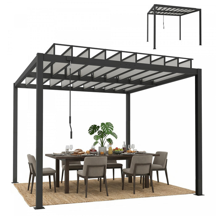 Outsunny 9.5x10 ft Louvered Pergola with PC Roof, Aluminium Pergola Gazebo