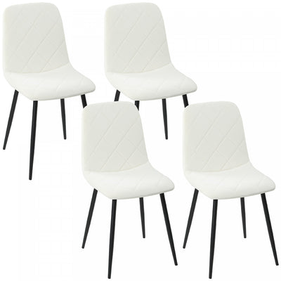 HOMCOM Dining Chairs Set of 4, Kitchen Chair with Metal Legs, Cream