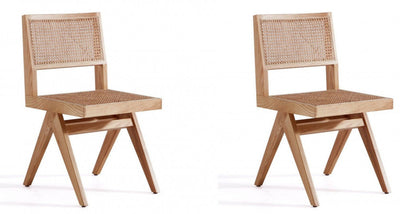 Manhattan Comfort Set of 2 Hamlet Dining Chairs -Natural Cane|Ensemble 2 chaises de salle à manger Hamlet de Manhattan Comfort - cannage naturel