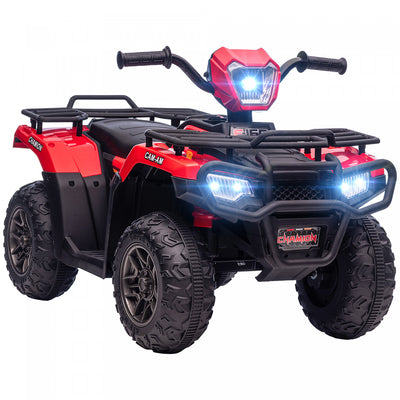 Aosom 12v Kids Atv Quad, 4 Wheeler Battery Powered Ride-On Electric Vehicle With Music Mp3, Headligh|Aosom Quad Pour Enfants 12 V, Quad A 4 Roues, Vehicule Electrique Alimente Par Batterie Avec Lumiere