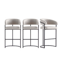 Augusta Modern Metal Upholstered Barstool in Light Gray - Set of 3
