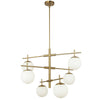 Dainolite Caelia 6 Light Chandelier Aged Brass White Opal Glass Lamp