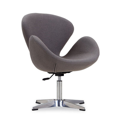 Manhattan Comfort Raspberry Polished Chrome Wool Blend Adjustable Swivel Accent Chair - Grey|Chaise d’appoint pivotante réglable Raspberry de Manhattan Comfort en chrome poli et en mélange de laine - grise