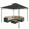 Outsunny 10' x 10' Gazebo, Soft Top Garden Gazebo w/ 2-Tier Roof, Dark Grey