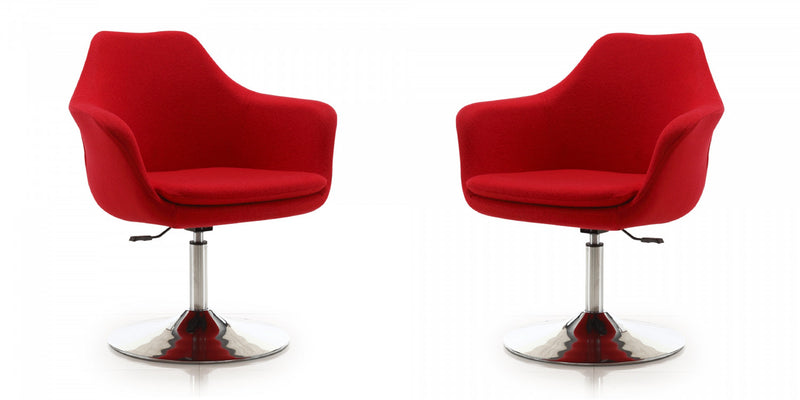 Kinsey Modern Wool Blend Swivel Lounge Chair in Red - Set of 2 Accent Chair