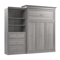 Bestar Versatile Queen Murphy Bed and Closet Organizer with Drawers (103 W) - Platinum Grey