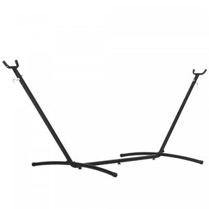 Outsunny 9.2'l Adjustable Hammock Stand Only, Heavy Duty Universal Garden Outdoor Camping Picnic Sun Bed Swing Metal Frame W/ Six Holes To Adjust, Black