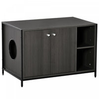Pawhut Cat Litter Box Enclosure Hidden Cat Furniture Cabinet Indoor Cat Washroom Double-door Nightst