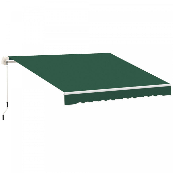 Outsunny 12' X 8' Retractable Awning Patio Awnings Sun Shade Shelter With Manual Crank Handle, Uv & Water-resistant Fabric And Aluminum Frame For Deck Balcony Yard, Green
