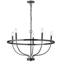 Dainolite Cesar 5 Light Chandelier Matte Black Lamp