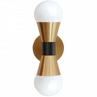 Dainolite Fortuna 2 Light Wall Sconce Aged Brass & Matte Black Lamp