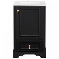 Harper 20 Inch Compact Modern Bathroom Vanity with Ceramic Sink, Black 