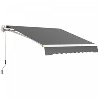 Outsunny 8' X 6.5' Retractable Awning With LED Lights, Uv40+, Dark Grey