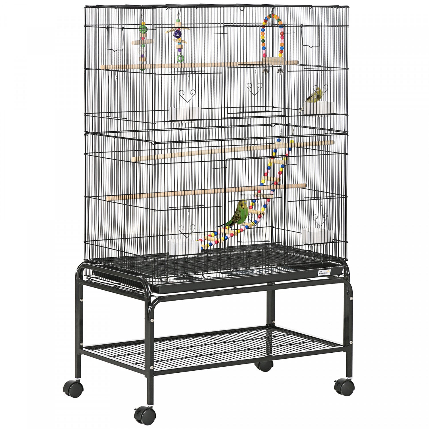 Pawhut Bird Cage With Rolling Stand Toys For Budgies Canaries Fin. The Brick