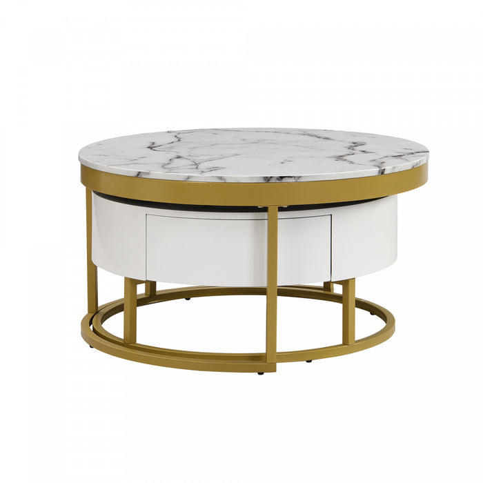 Herman 31.5\" Modern Nesting Coffee Table With Storage Drawers, White