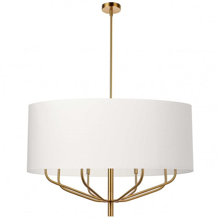 Dainolite Eleanor Light Chandelier Aged Brass White Shade Lamp