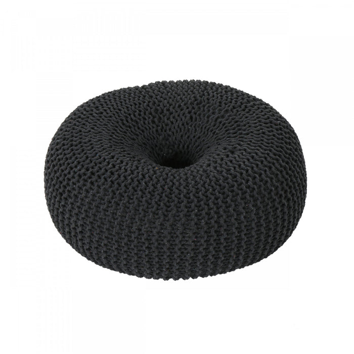 Murphy Upholstered Pouf,100% Cotton - Black