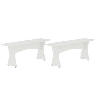 Coney Mid-Century Modern Dining Bench in White - Set of 2 | Banc de salle a manger Coney style milieu du siecle en blanc - Lot de 2