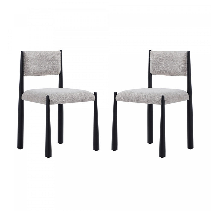 Lennor Mid-Century Modern Boucle Metal Side Chair in Champagne - Set of 2