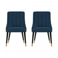 Eda Modern Wood Upholstered Dining Chair in Midnight Blue - Set of 2
