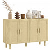 HOMCOM Boho Sideboard Buffet Cabinet with 4 Rattan Doors, Natural