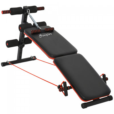 Soozier Sit Up Bench Core Workout Adjustable Thigh Support Foldable For Home Gym Black|Soozier Entrainement De Base Sur Banc Assis Support De Cuisse Reglable Pliable Pour La Salle De Gym