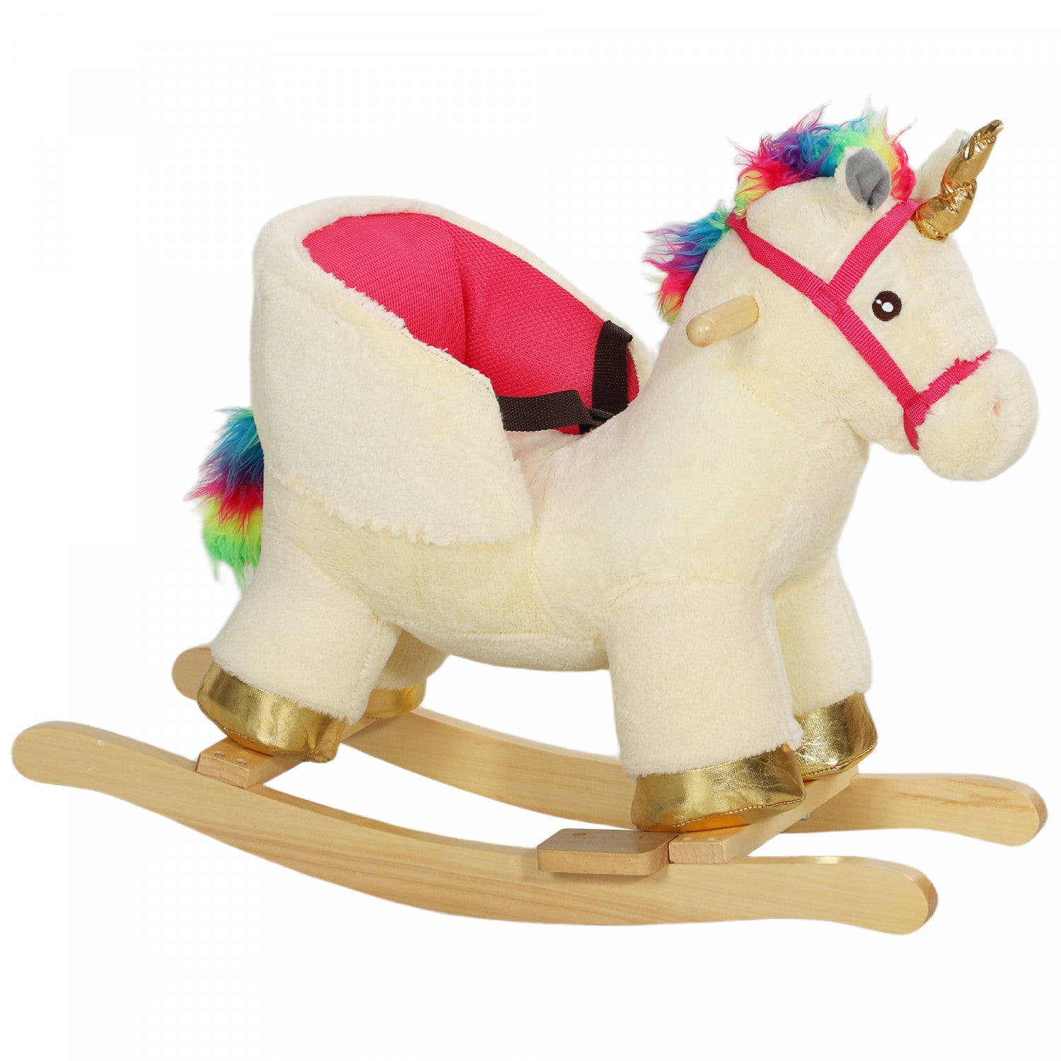 Qaba Baby Rocking Horse, Plush Animal Rocker For Toddlers Aged 18