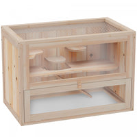 Pawhut Wooden Hamster Cage Guinea Pig Chinchilla Pet House 2 Levels Small Animals Habitat Home W/ Op