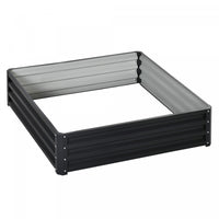 Outsunny 4' X 4' X 1' Raised Garden Bed Galvanized Steel Planter Box For Vegetables, Flowers, Herbs,