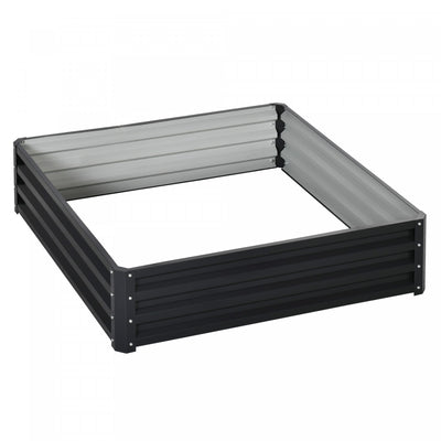 Outsunny 4' X 4' X 1' Raised Garden Bed Galvanized Steel Planter Box For Vegetables, Flowers, Herbs,|Outsunny Parterre De Fleur Carre Potager De Jardin Jardinieres Bac A Fleurs Panneaux Modulables En A