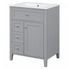 Scott 24\" Bathroom Vanity with Ceramic Sink and Rubberwood Legs, Grey