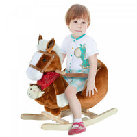 Qaba Kids Ride On Rocking Horse With Cradlesong Handle Grip Hand Puppet Traditional Toy Gift For Chi