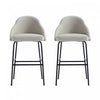 Gracie Modern Metal Upholstered Barstool in Stone Gray and Black - Set of 2