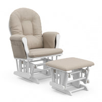 Storkcraft Hoop Glider and Ottoman - White/Taupe Swirl Chair