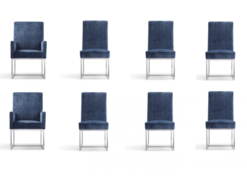 Element Modern 8-Piece Dining Chair Set in Blue