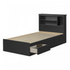 Vito Mates Bed With Bookcase Headboard Set Pure Black - South Shore