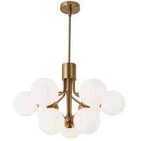 Dainolite Amanda 9 Light Chandelier Aged Brass White Opal Glass Lamp