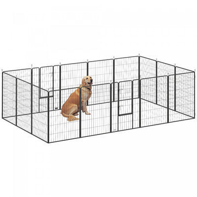 PawHut Dog Playpen, 31.5" W Heavy-Duty Metal Puppy Play Pen, Pet Exercise Fences for Outside and Indoor, DIY Design with Door for Large Dogs, 16 Panels, 47"H