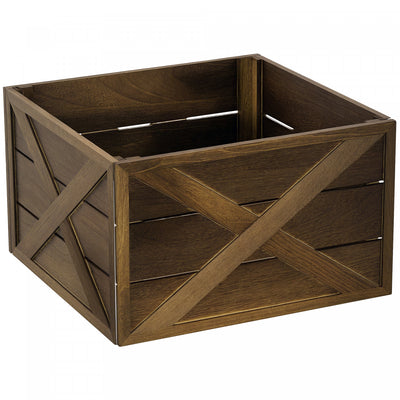 HOMCOM 24" Wooden Christmas Tree Collar Box Dark Distressed Wood Finish