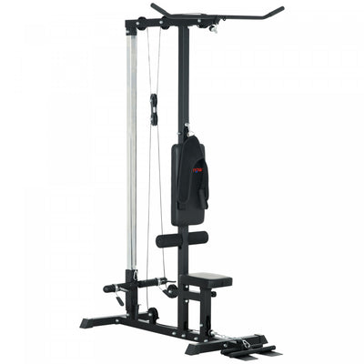 Soozier Lat Pull Down Machine Cable Station With Flip-up Footplate, Black|Soozier Station De Cable Pour Equipement D'entrainement, Noir