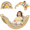 Qaba 3 In 1 Climbing Toy For Toddlers, Wooden Lader Acrh For Climbing, Rainbow Montessori Pikler Rocking Toys With Cushion Pad, Children Indoor Playground Climber Rocker