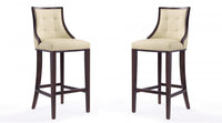 Fifth Avenue Traditional Wood Upholstered Barstool in Cream - Set of 2