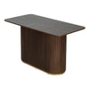 Jett 63 Inch Modern Industrial Dining Table with MDF & Iron Pedestal Base, Brown