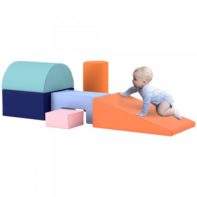 Qaba Baby Climbing Toys Indoor, 6-piece Foam Climbing Blocks For Toddlers, Soft Play Equipment For K|Qaba Jouets D'escalade Pour Tout-petits, 6 Pieces, Equipement De Jeu Doux Pour Enfants, Blocs D'esca