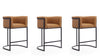 Cosmopolitan Mid-Century Modern Metal Upholstered Counter Stool in Camel - Set of 3 Bar Stool
