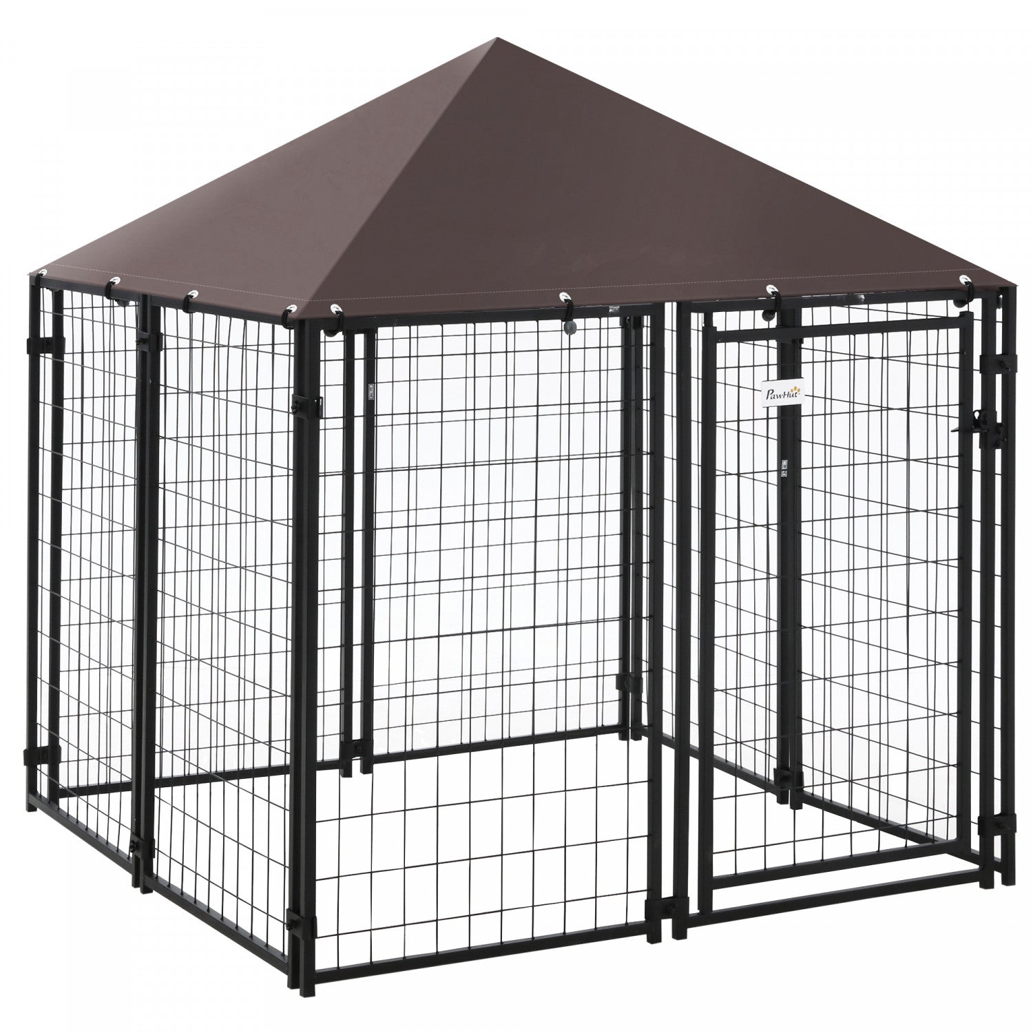 PawHut Lockable Dog Kennel with Water resistant Roof for Small and Medium Sized Pets Black
